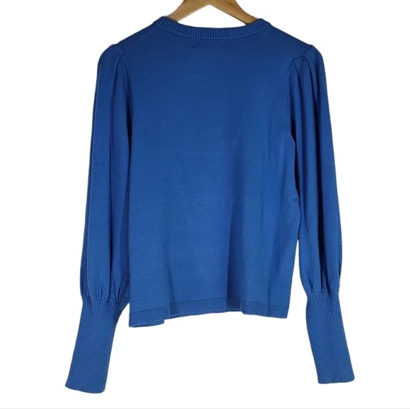 Magaschoni Blue Balloon Sleeve Viscose‎ Sweater Medium - Picture 2 of 3